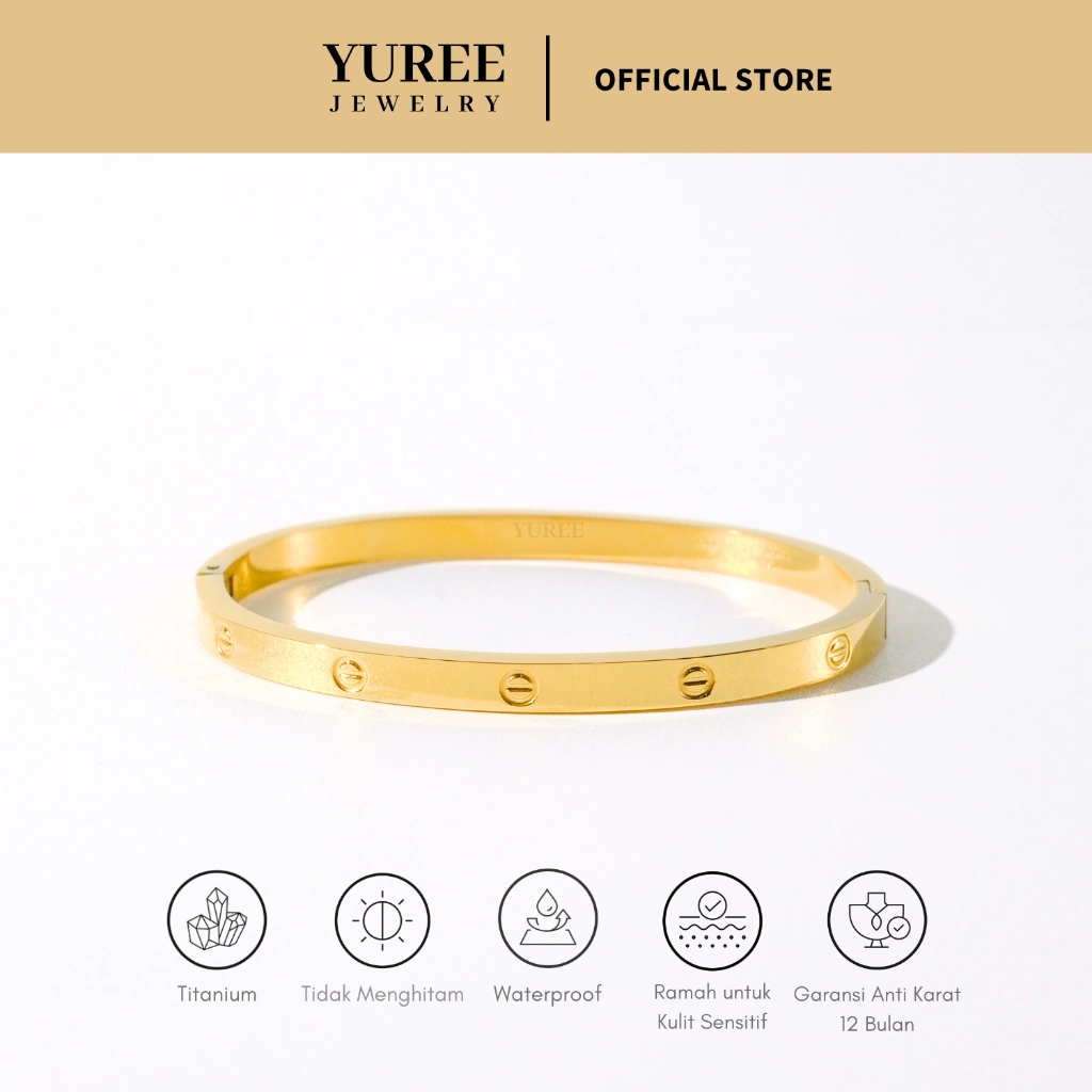 YUREE • Diora Bracelet Slim 4mm • Perhiasan Gelang Bangle Titanium Anti Karat