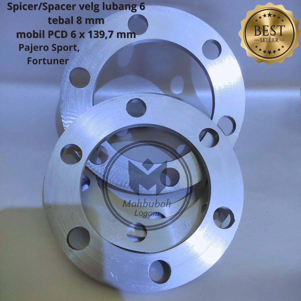 Spacer Velg Mobil Lobang 6 Tebal 8 mm & 5 mm Untuk Mobil PCD 6 x 139,7 ( 1 pcs ) Untuk mobil Pajero sport, Fortuner, hilux, Ford Everest