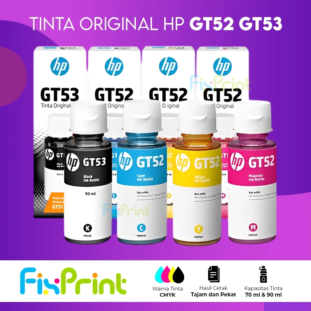 FixPrint Tinta Original HP GT52 GT53 Printer Ink Tank  115  315 319 415 419 Smart Tank 580 520 210 500 720 750