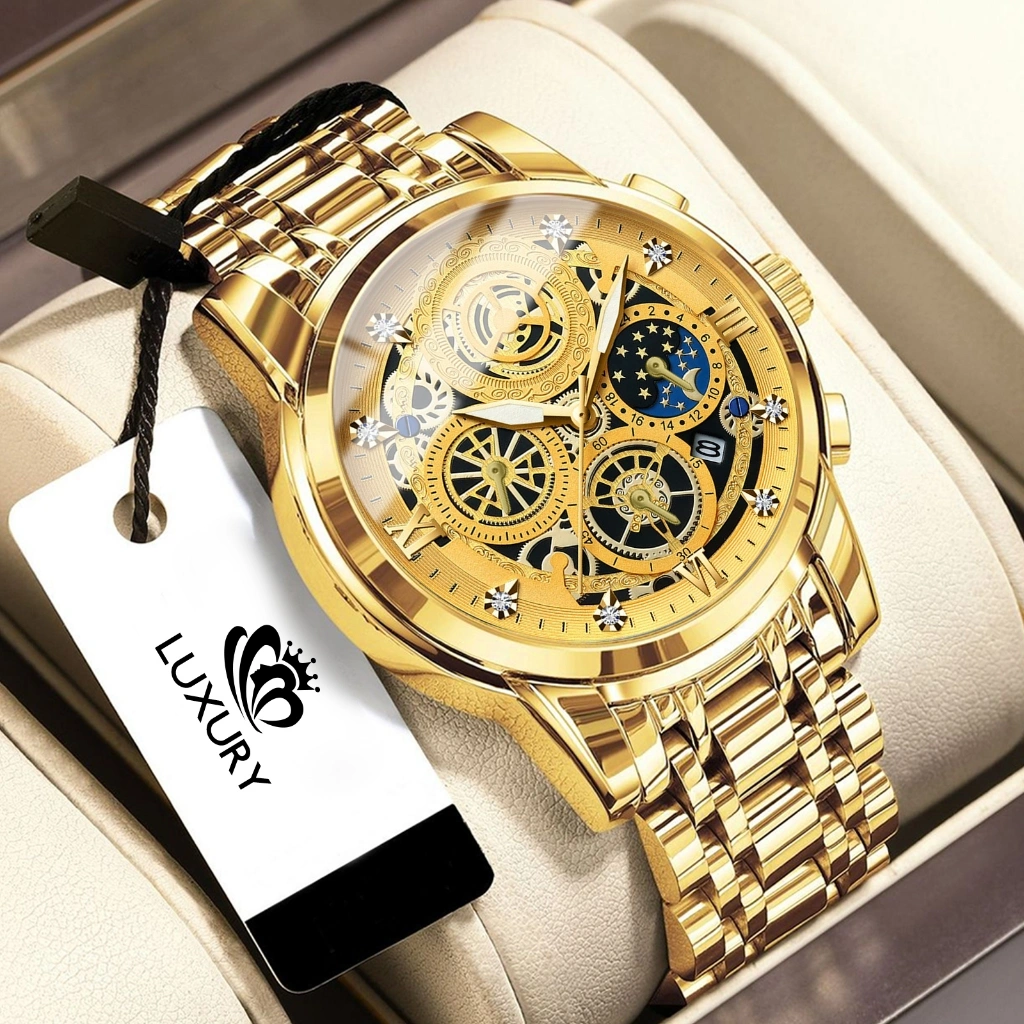 LUXURY Jam Tangan Pria Original Anti Air Terbaru Analog Mewah Keren Stainless Steel Men Watches BISA COD