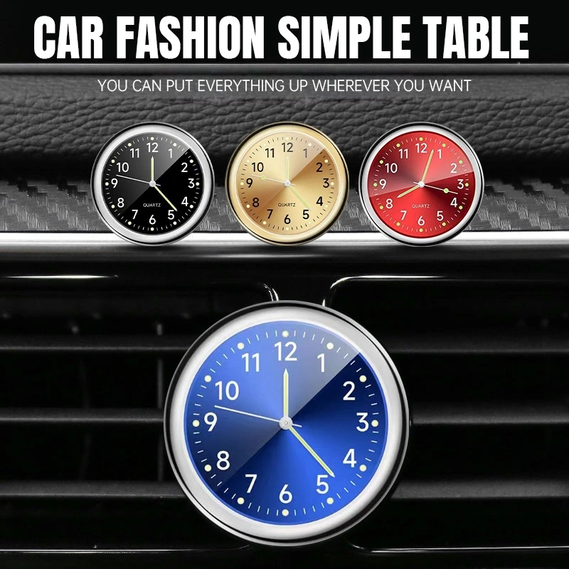 CARBOSS Jam mobil tempel dashboard airvent clip clock luminous menyala dalam gelap Dekorasi Mobil