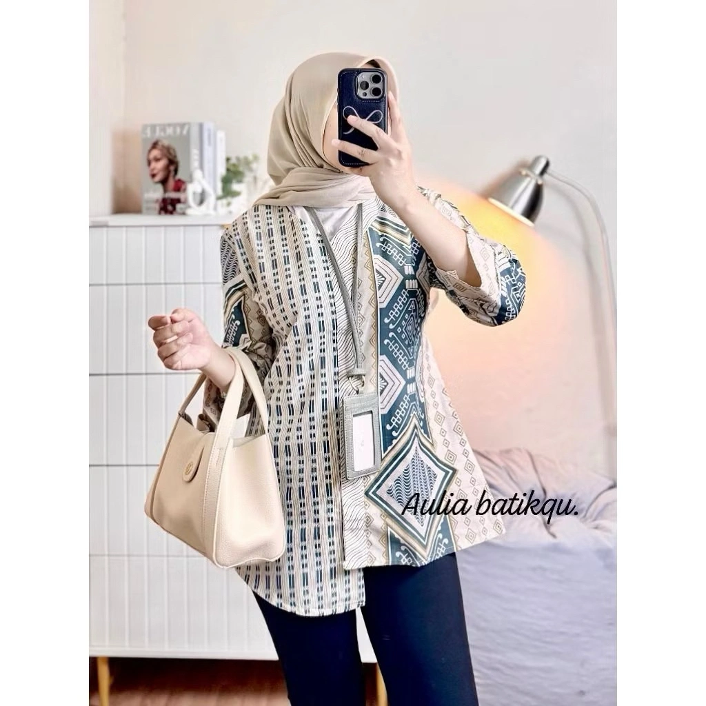 tey-Batik wanita ASJ SA HRB026 Kenongo Kemeja Tosca Pendek
