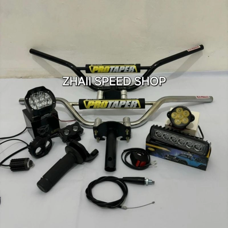 PAKETAN STANG STIR TRAIL PROTAPER ADAPTOR GASSPONTAN POLOS LAMPU SOROT FREE SAKLAR ON OFF STANG UNIVERSAL