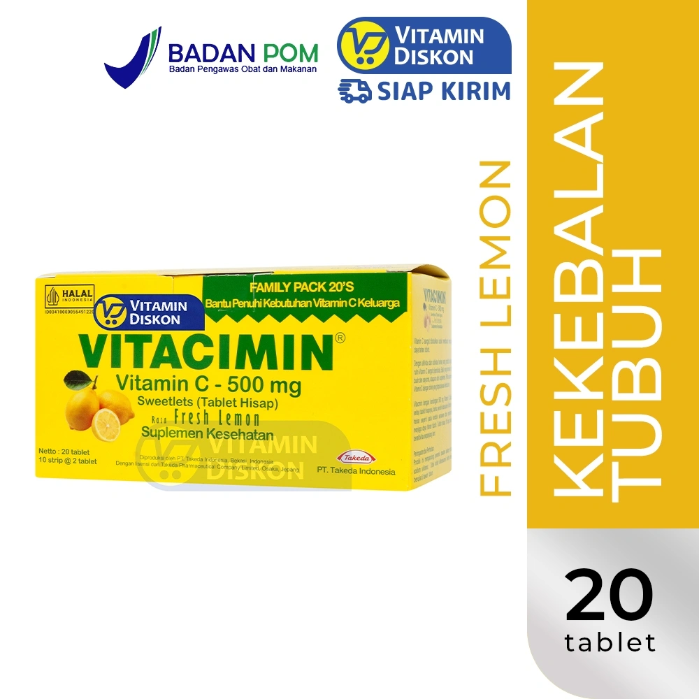 VITACIMIN 20 TAB ISI 10 STRIP 2 TAB | Vitamin C Tablet Hisap, Daya Tahan Tubuh, Imunitas