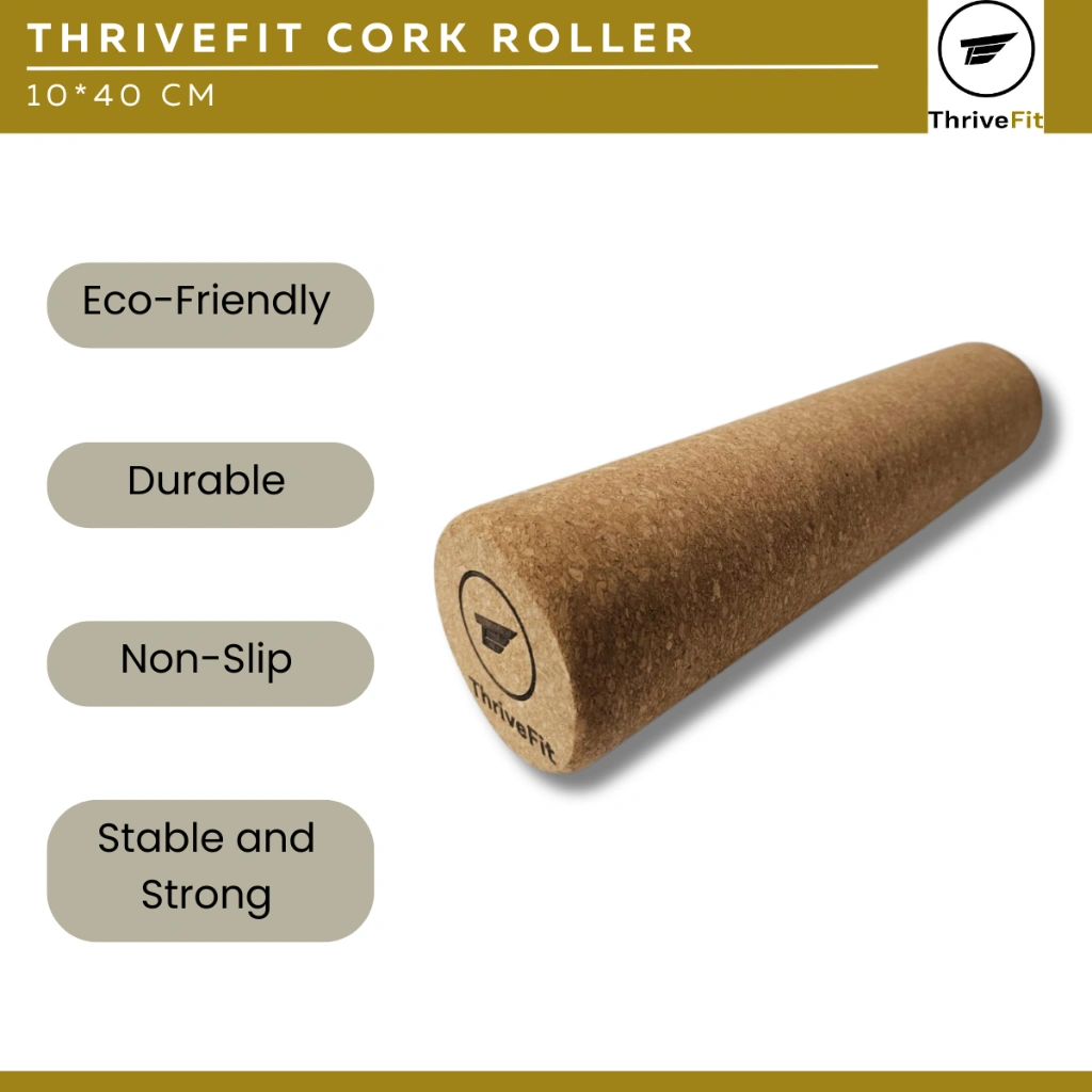 THRIVEFIT Cork Yoga Roller Massage - 10x40cm