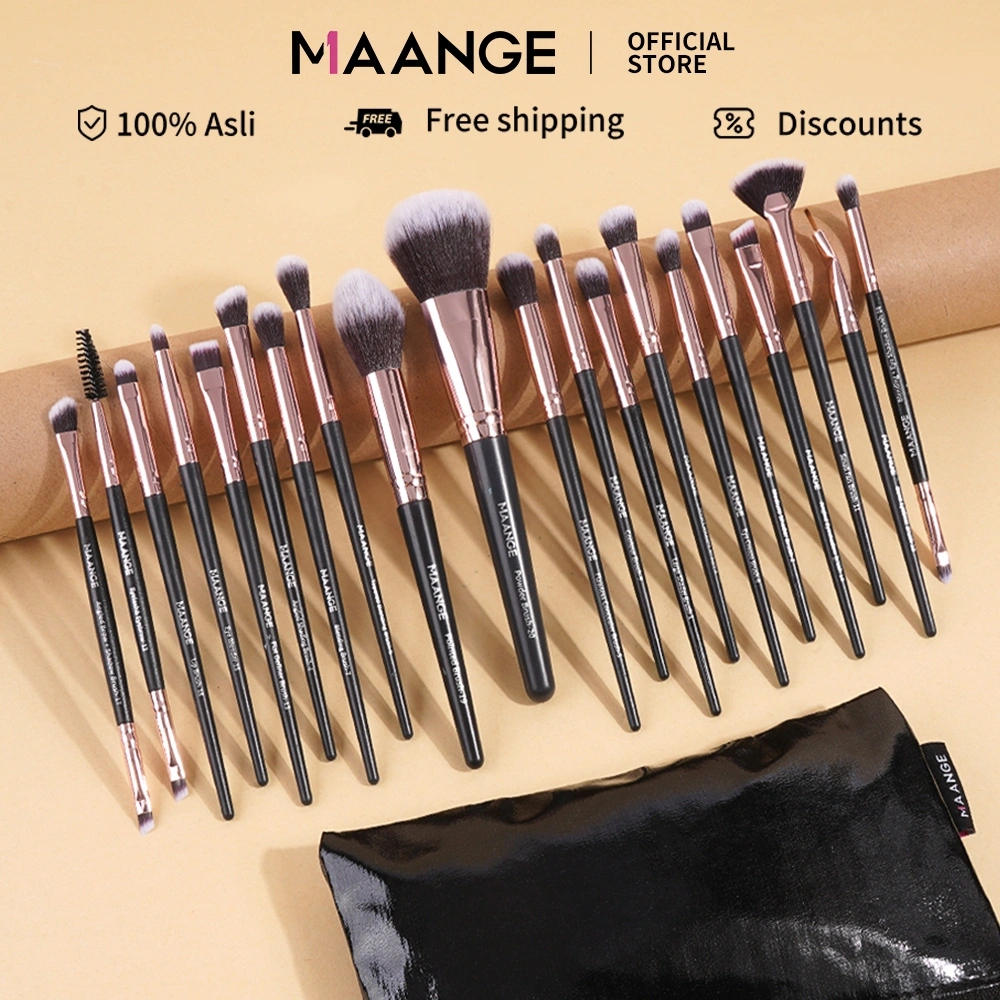 MAANGE 20 Pcs Exclusive Brush Set Brush Make Up Profesional Alat Rias Wajah Mata Pegangan Kayu 5748
