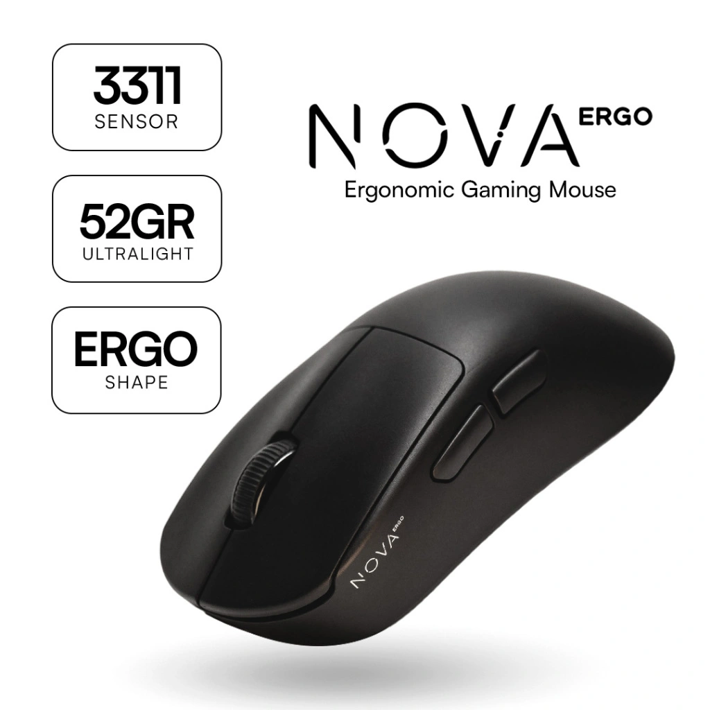 NOVA Ergo Ergonomic Wireless Gaming Mouse by Press Play
