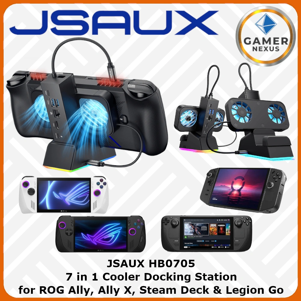JSAUX HB0705 7 in 1 ROG Ally X Cooling Fan Docking Station ROG Ally USB HUB Steam Deck Docking Legion Go