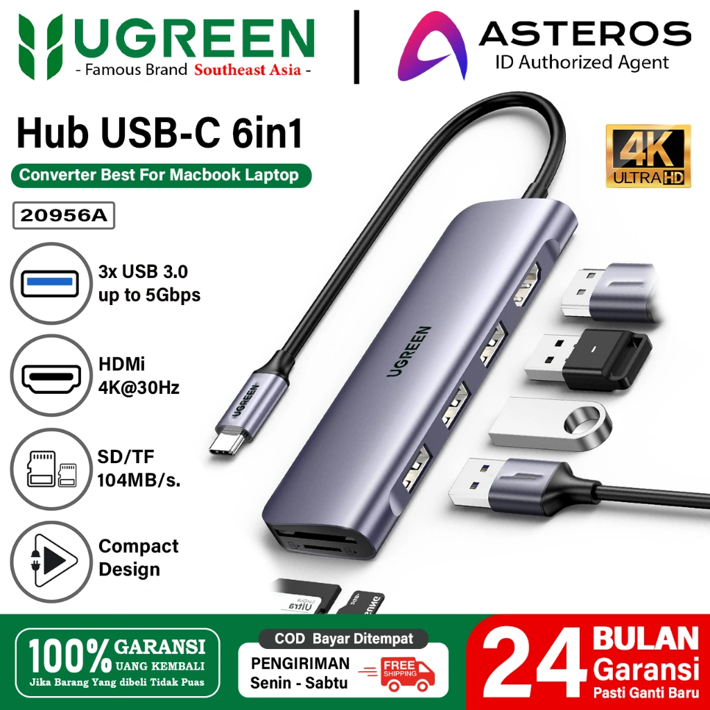 UGREEN Hub Converter Macbook Laptop iPad USB C to USB 3.0 HDMI SD TF Card