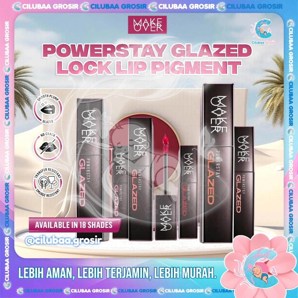 MAKE OVER Powerstay Glazed Lock Lip Pigment || Plump Glazed Next Level Lip Gloss || Lip Cream Transferproof || 24H* Uncrackable