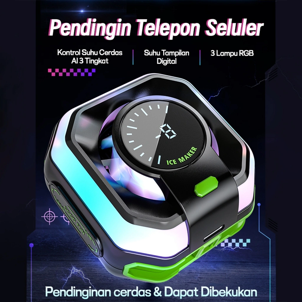 Fan Cooler Radiator Pendingin HP Cooling Fan Funcooler Handphone Gaming Fan Pendingin RGB Clip-on