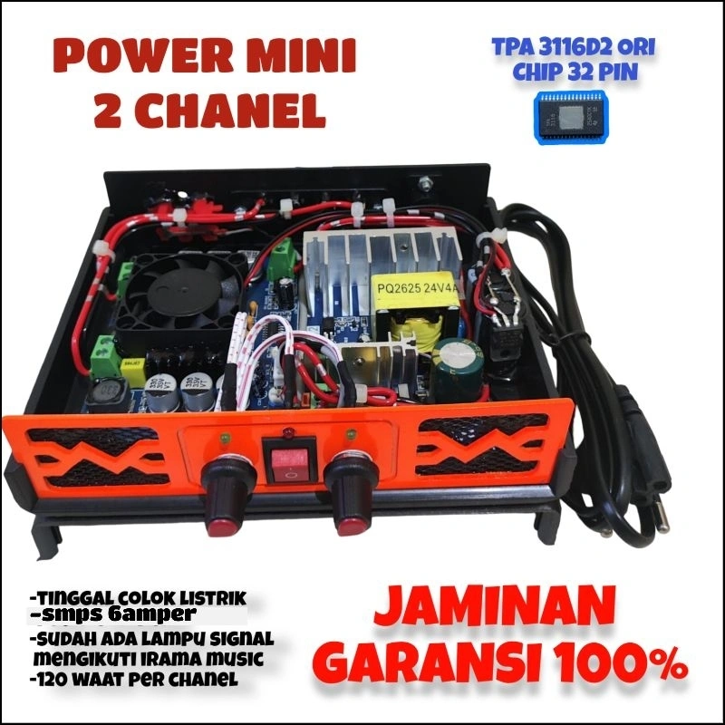 power amplifier mini model built-up sudah smps 6amper dan gratis colokan listrik