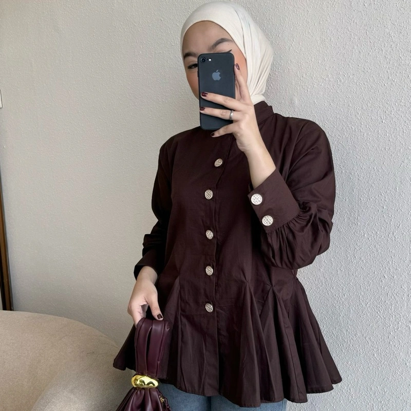 Floral Id - Blouse Poplin Polos Sonya Atasan Wanita Kancing Gold