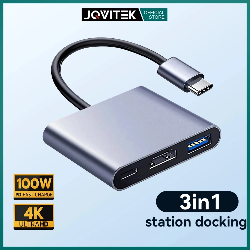 Jqvitek converter usb to type c hdmi Kabel Converter Hub Adapter 3 IN 1 USB C Type-C To HDMI VGA Adapter DS05 Travel 4K VGA USB 3.0 Type-C USB HUB