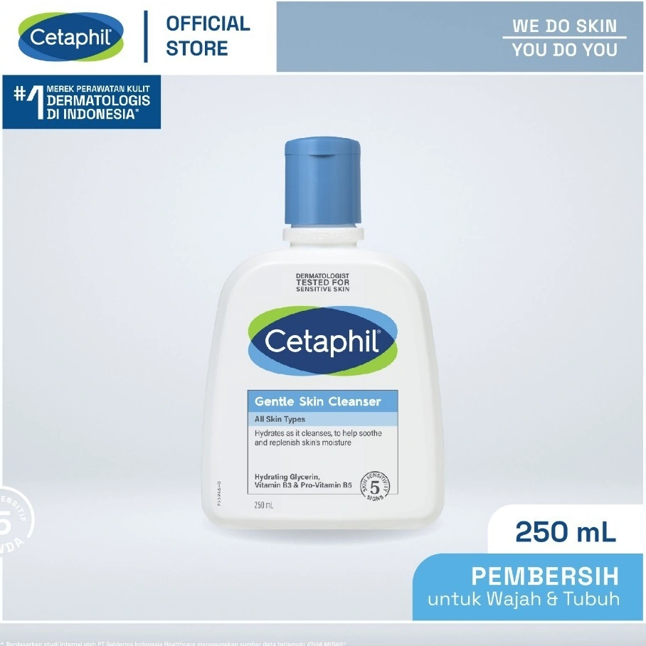 Cetaphil Gentle Skin Cleanser 250ml dengan Niacinamide, Glycerin dan Panthenol Sabun Pembersih Muka Untuk Segala Jenis Kulit