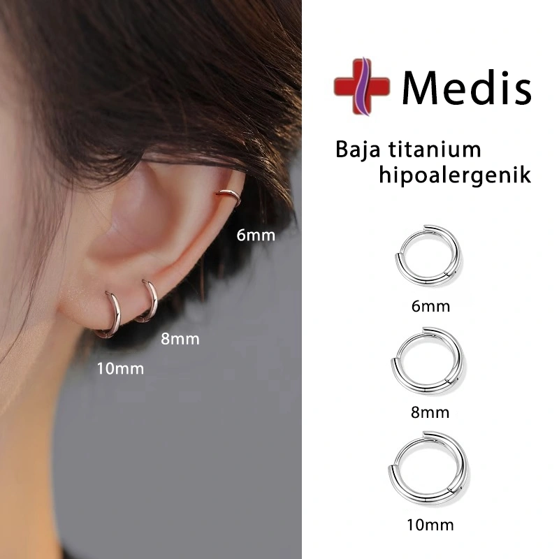 ARSIS Anting bulat baja titanium medis Wanita Gaya minimalis Kuku tulang telinga Busana Earrings