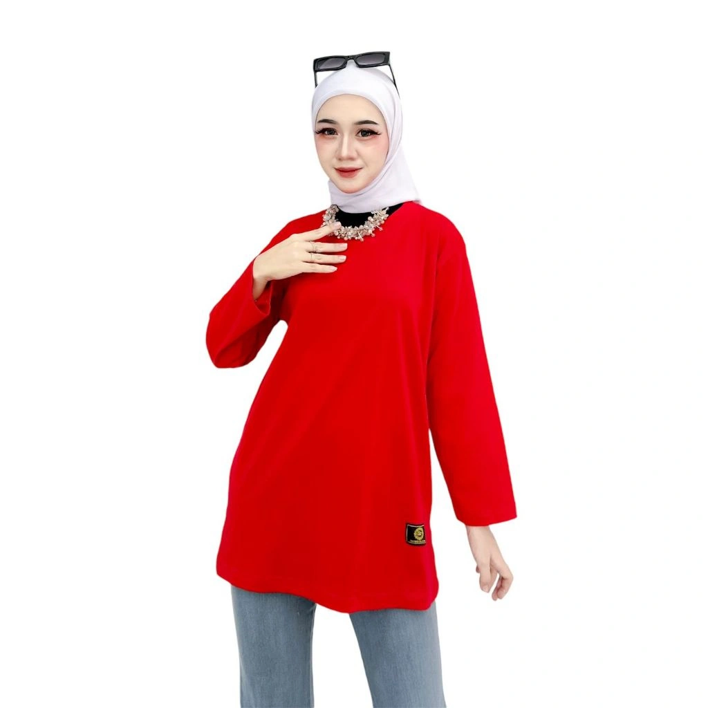 SINCTARO Baju Kaos Wanita Oversize Lengan Panjang Bahan Katun Combed 24S Big Size Jumbo