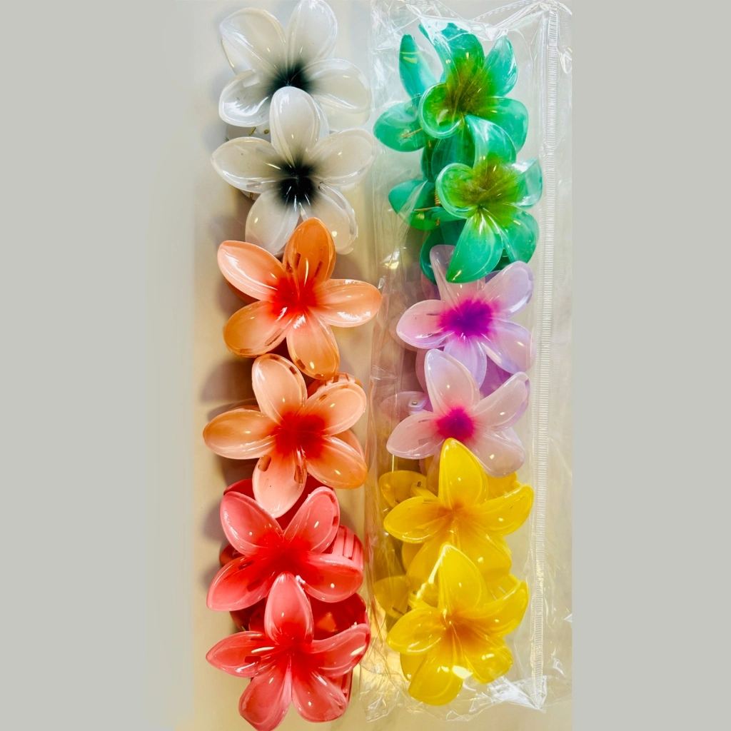 Jepit Rambut 12Pcs Korea Jedai Bunga Kamboja Wanita High Quality Motif Baru Clips Grosir Murah