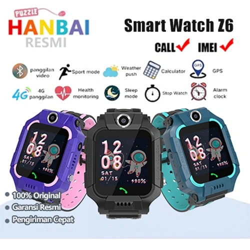 Hanbai Anti Air Jam tangan anak 4G Video call telepon - Voice Call 2 Camera 360° Rotation Smart Watch Kids Digital Smartwatch Kids GPS Waterproof Kids Smart Watch (video call voice call gps dll.)