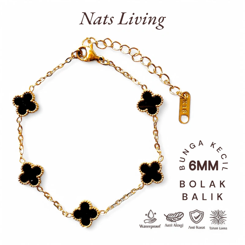 Nats Living: Gelang Tangan Clover Titanium Bolak Balik Wanita Anti Karat, Mini Dorothy