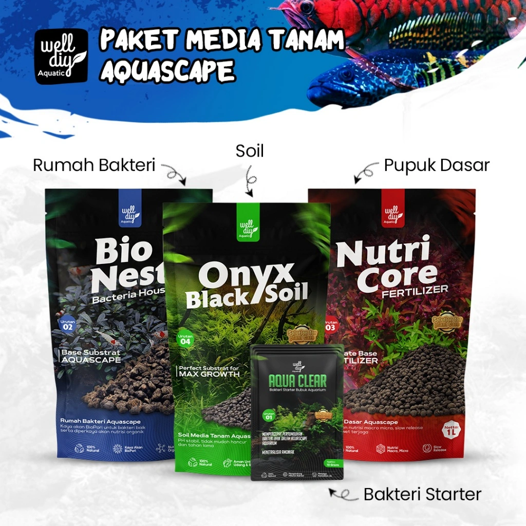 Paket Media Tanam Aquascape Bakteri Starter Rumah Bakteri Pupuk Dasar Soil