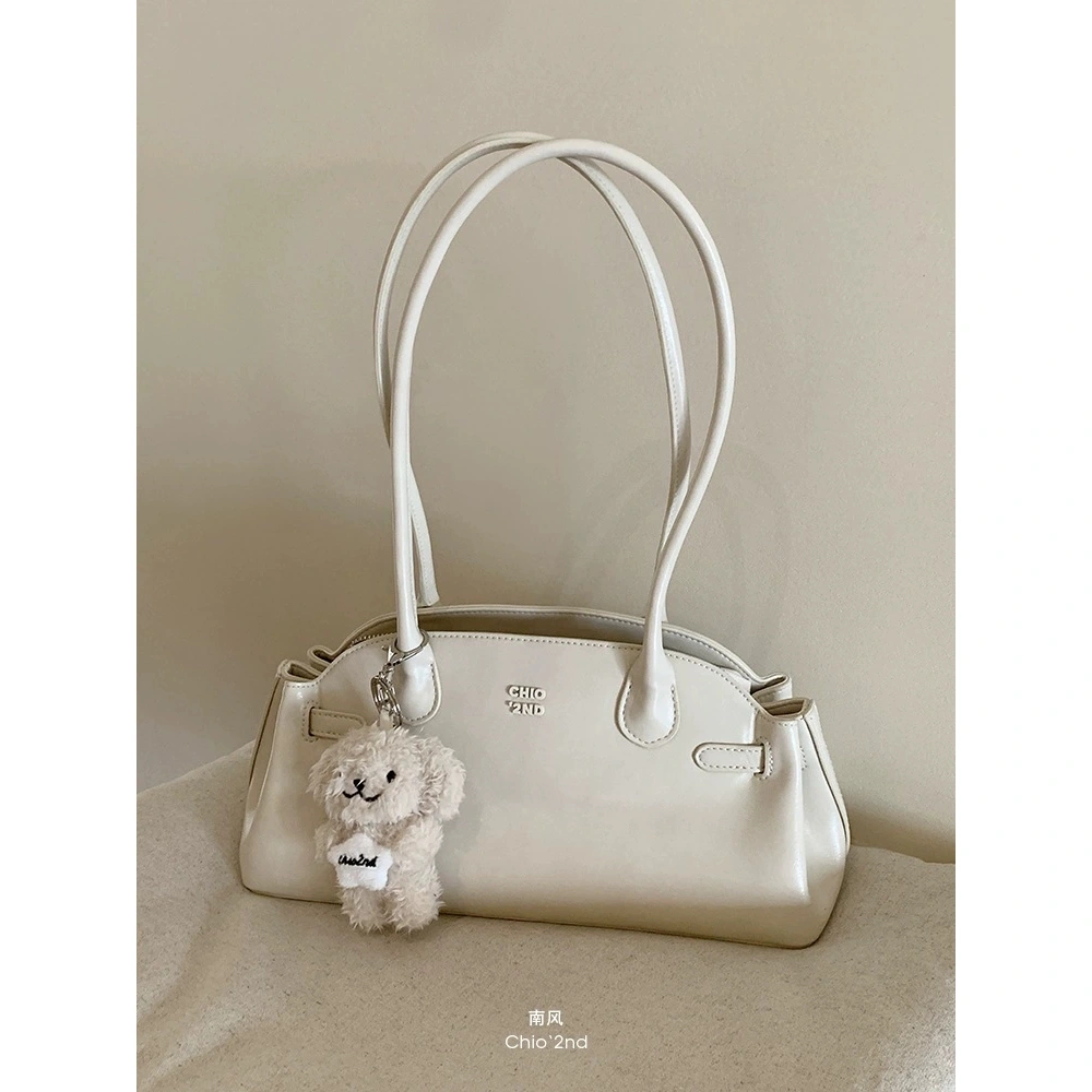 White Peach Love Language Underarm Bag Fashion Single Shoulder Handbag(Termasuk aksesori gantungan)