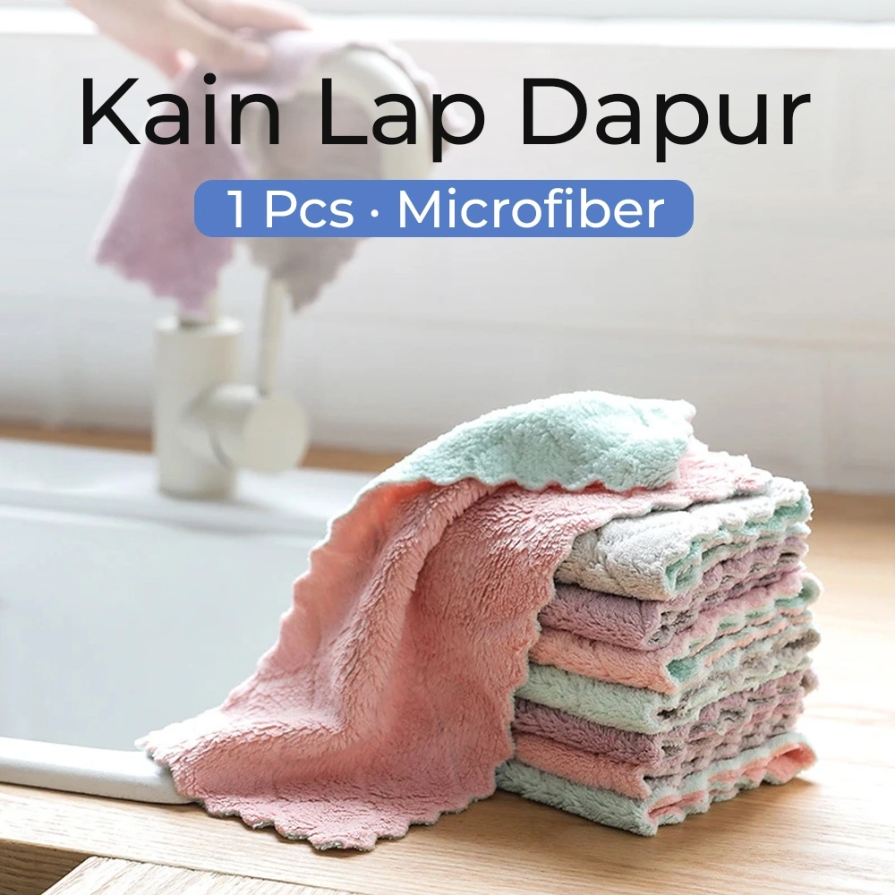 Kain Lap Microfiber Dapur Kacamata Kamera Hp Mobil Motor Serbaguna Berbagai Model Ukuran