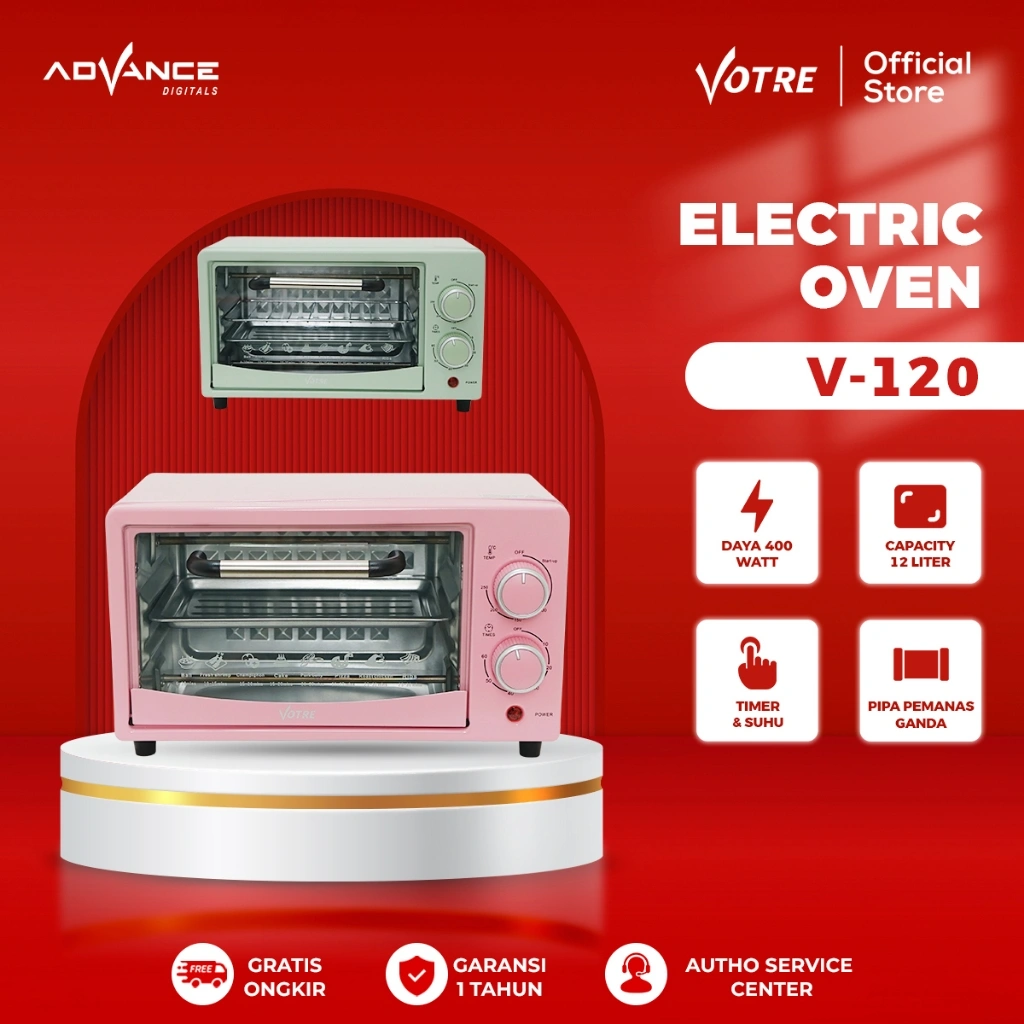 Votre Oven Listrik V-120 Pemanggang 12 Liter 2 Element 400 Watt Garansi Resmi 12 Bulan