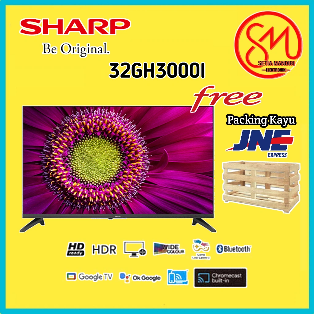 [KARGO] SHARP Smart Google TV LED 32 Inch HD-Ready Digital DVB-T2 Chromecast 2T-C32GH3000i