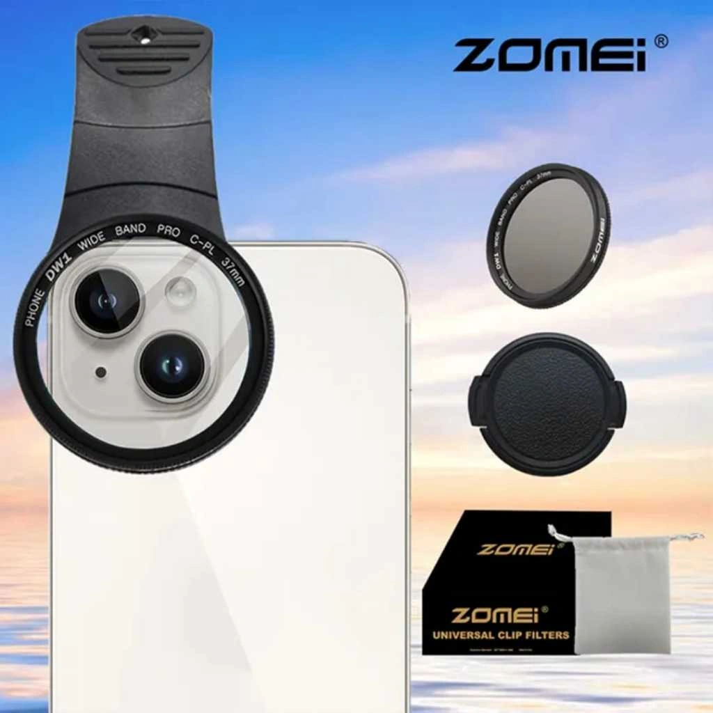 Zomei Filter CPL 37mm Smartphone Camera Filter Circular Polarizing with Phone Clip Set dan Free Bag
