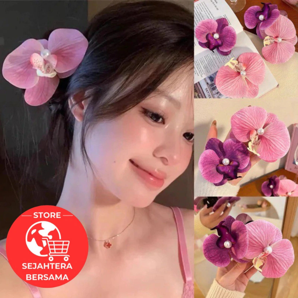 SB Jepit BUNGA ANGGREK Duckbill / Jepitan Rambut Bunga Anggrek  Korean Orchid Hair Clip Aksesori