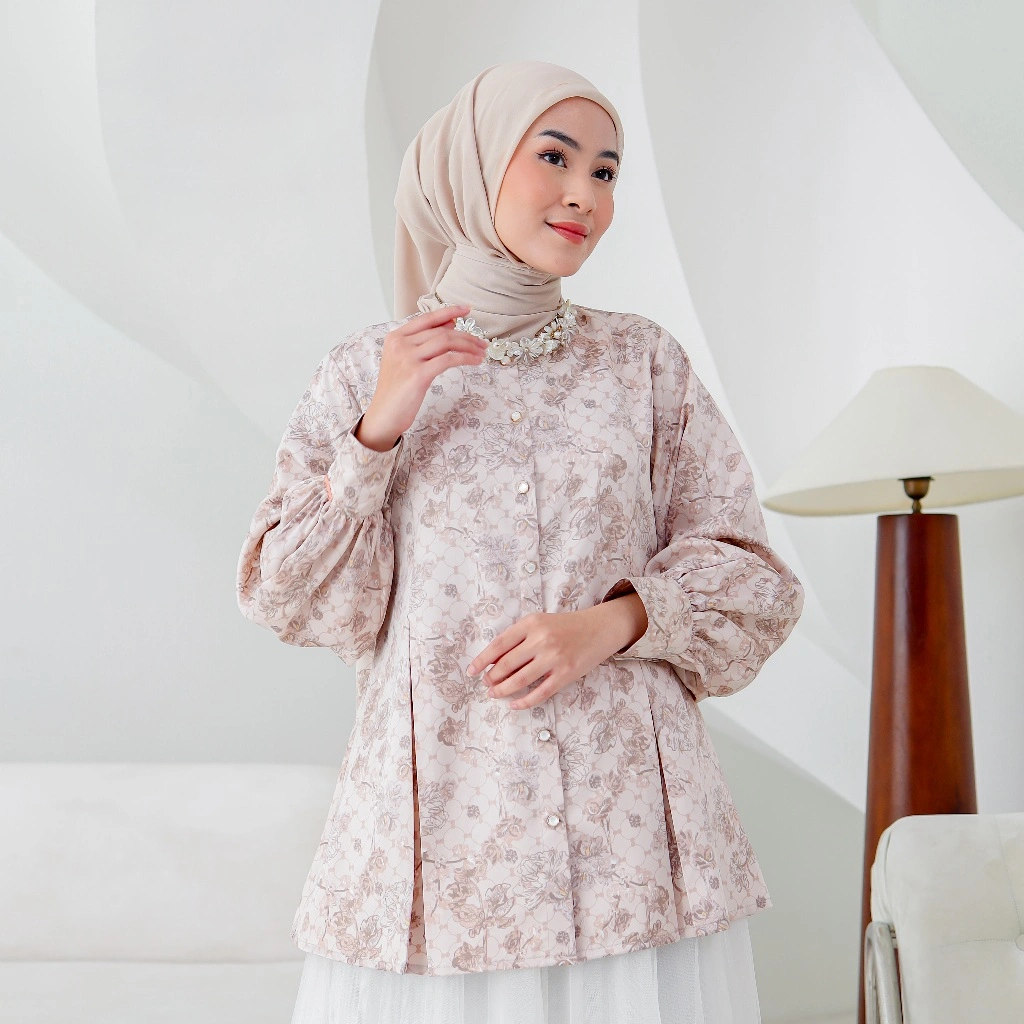 Nibras Hijab x Kalasiris Baju Atasan Wanita Motif Canbera Silk - Delicate Blouse