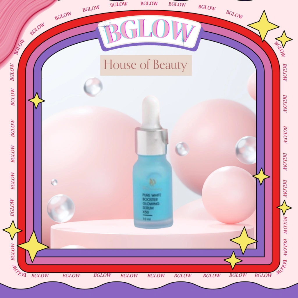 HOUSE OF BEAUTY New Skin Youth Pure White Booster Glowing Serum 10ml (BIRU) Serum Wajah Pemuthi Brightening Mencerahkan Flek Hitam , Bekas Jerawat, Anti Aging Menghilangkan Beruntusan Jerawat hob