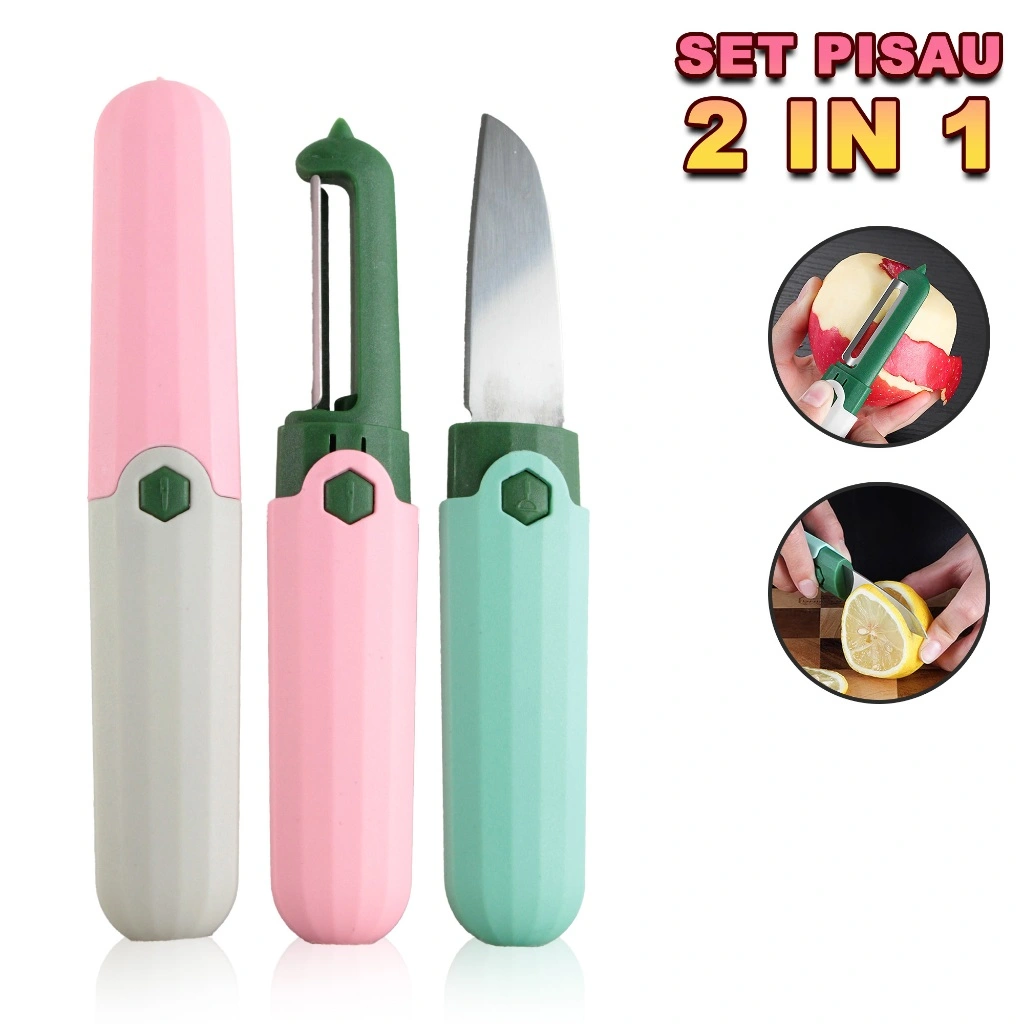 Pisau Pengupas Buah 2 in 1 Pisau Peeler Lipat Pisau Travelling Multifungsi Terbaru B-28