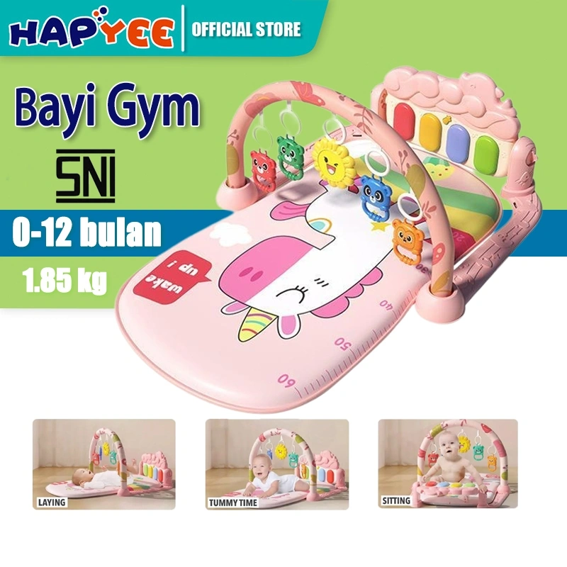 HAPYEE bayi gym Playgym Mainan Bayi Rattle Playmate Musik Piano Babygym Toys hadiah bayi 0-15 Bulan