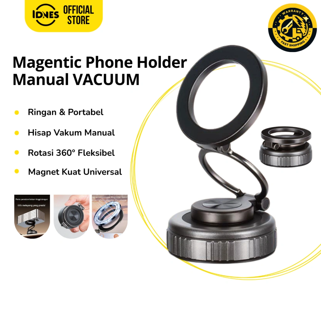 Holder HP Magnet Vakum Manual Magnetic Mount Car Suction Mobile Phone Holder
