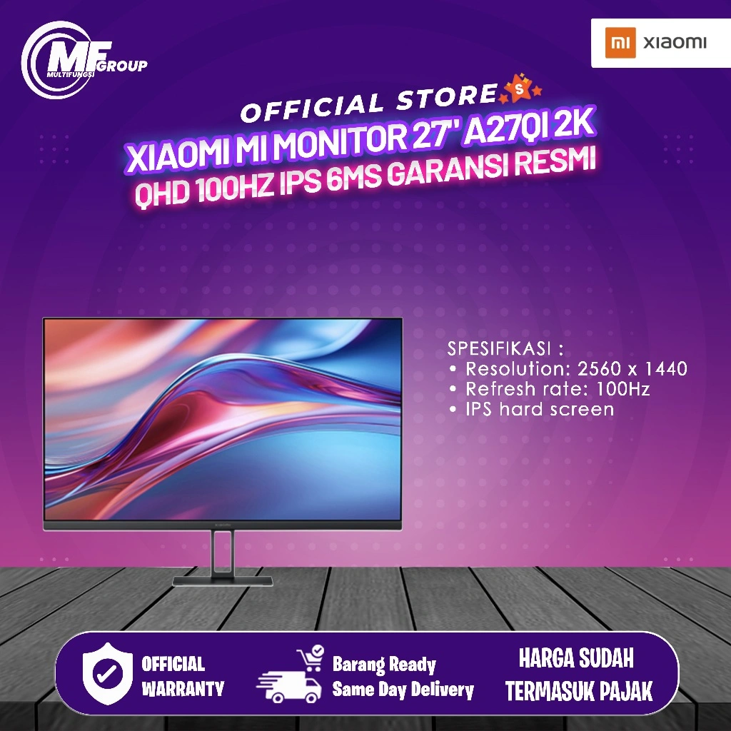 Xiaomi MI Monitor 27" A27QI 2K QHD 100Hz IPS 6ms Garansi Resmi