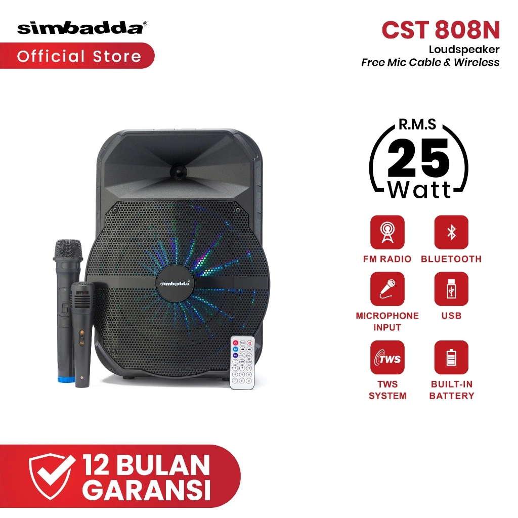 Simbadda CST 808N Loudspeaker TWS Portable Bluetooth Karaoke Meeting
