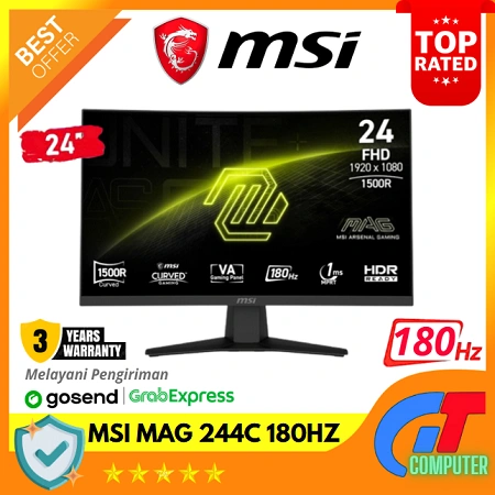 Monitor LED MSI MAG 244C 24" FHD VA Curved 180Hz 1ms Adaptive Sync Gaming Monitor