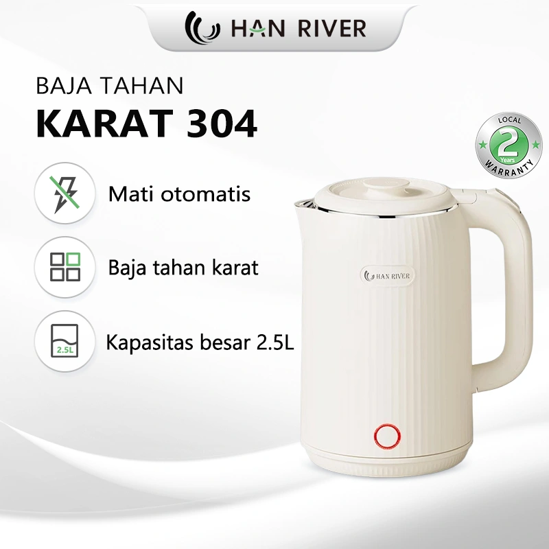 HAN RIVER Teko Listrik 2.5L Kettle Listrik Food Grade HRDSH01 Pemanas Air Listrik