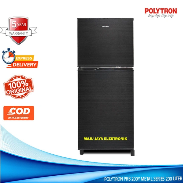 Kulkas 2 Pintu POLYTRON PRB 200Y 4D Quick Freezing Tanpa Bunga Es 200 Liter