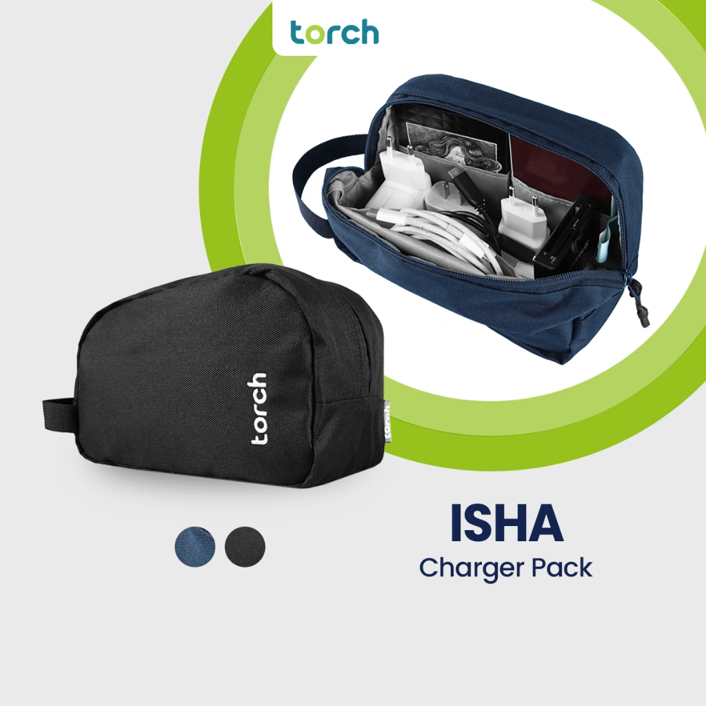 TORCH Isha Pouch Charger Pack Headset Handsfree Kabel Multifungsi Anti Noda