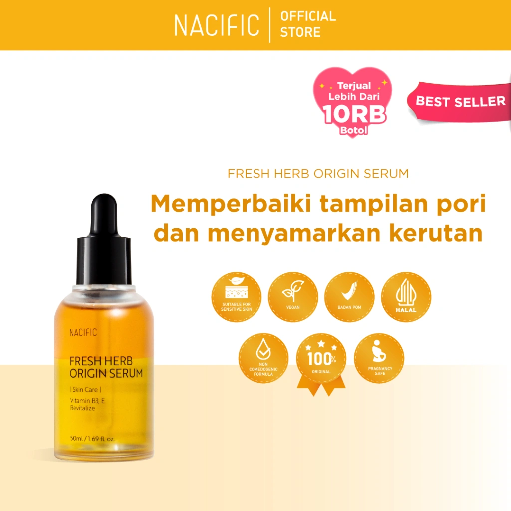 NACIFIC Fresh Herb Origin Serum 50ml - Water Lily Extract & Niacinamide - Serum Untuk Memperbaiki Tampilan Pori dan Anti Aging