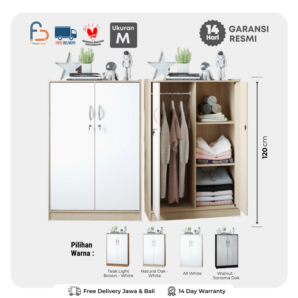 Furnicrush Lemari Pakaian Anak / Lemari Pakaian Kecil 2 Pintu / Lemari Kos / Lemari Kecil / CAMILLE BL