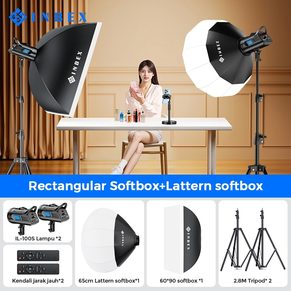 INBEX Softbox lighting Video Light Studio Soft Box 100W Potografi Lampu livestreaming Light Kit
