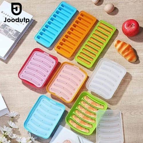 JOODUTP Cetakan Sosis 6 Lubang / Cetakan Hot Dog / Bahan Silikon Praktis Sausage SIlicone Mold /Cetakan Nugget Ayam Kukus/Cetakan Silikon Kental Puding Kue Hot Dog
