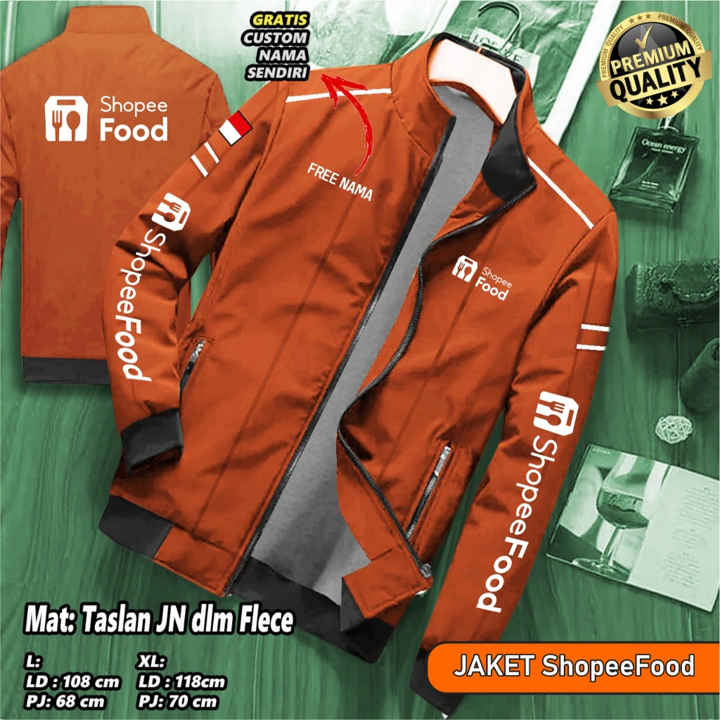 JAKET SHOPEE FOOD BOLAK BALIK / JAKET ANTI AIR
