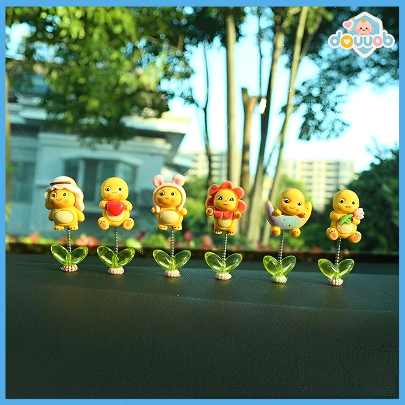 Douuob Nailong Mini Figure Set 6pcs Dekorasi Mobil Lucu Dasbor Mobil Dino Kuning Mainan Car Decoration