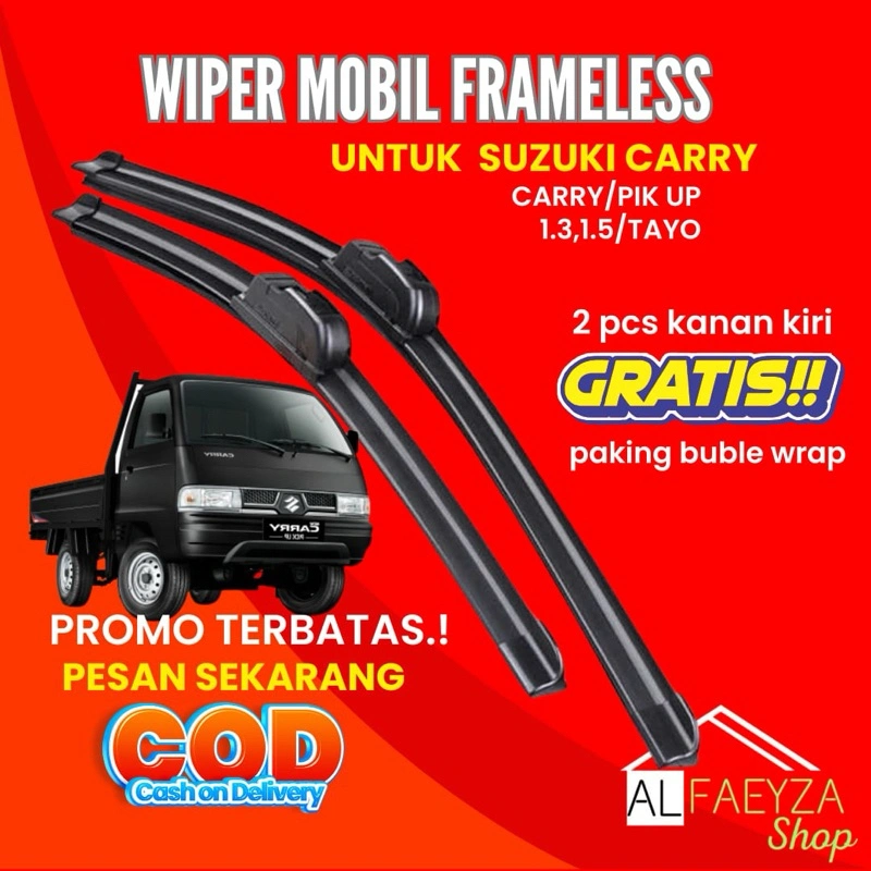 promo wiper kaca mobil Frameless Suzuki Carry 1 Set 2 Pcs