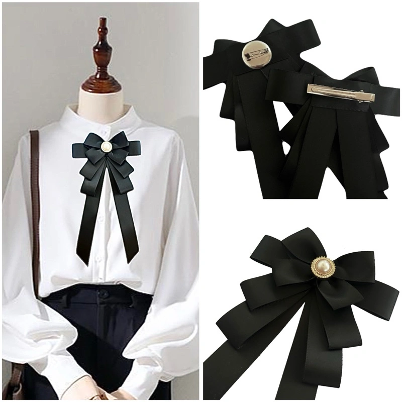 Yeonjin Brooch Pita Kerah Korea Pita Hijab Belakang Bros Vintage Jepit Rambut Ribbon Bow Gaya Korea